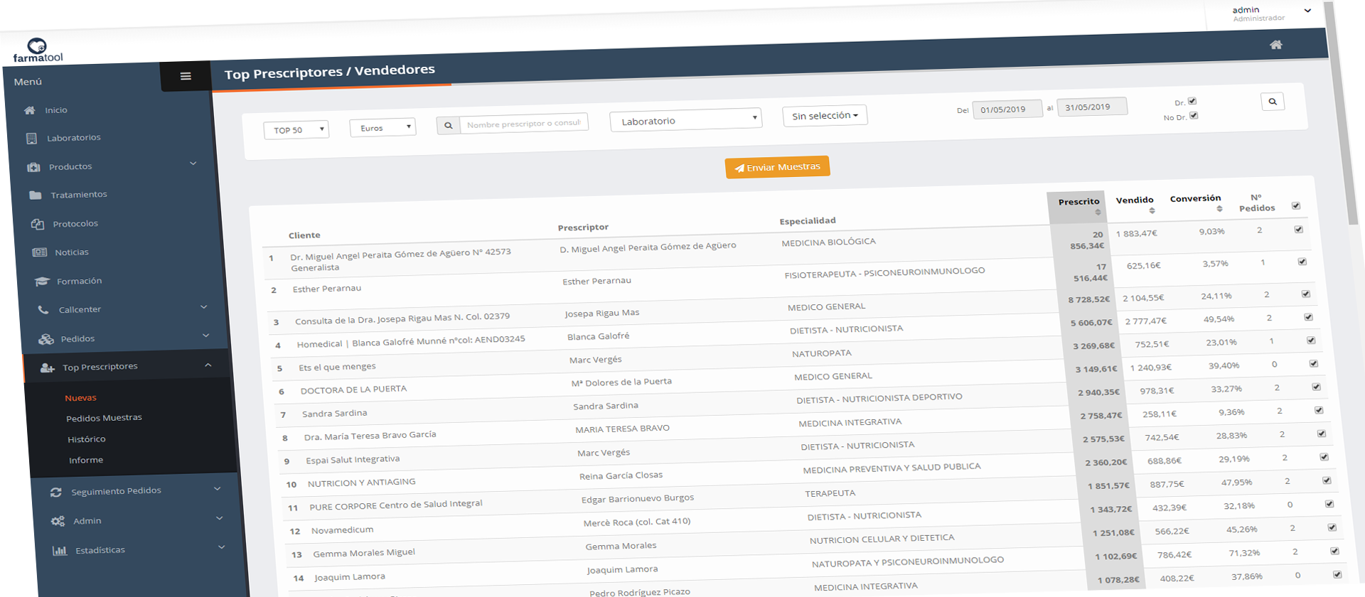 Muestras Comerciales Farmatool